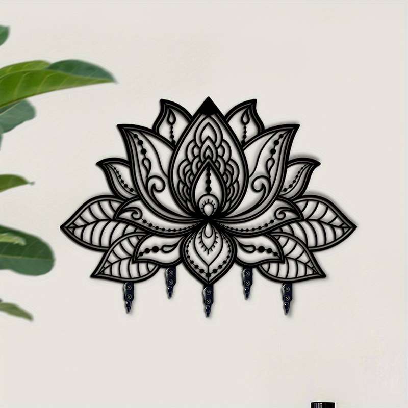 1pc 25.65x17.27 cm Wall-Mounted for Lotus Iron Hook for Sweet Home Organizer Decoration