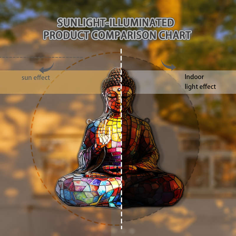 1pc 2D Flat  Colorful Acrylic Buddha Sun Worshiper Multicolor Window Hanging Decoration Religious