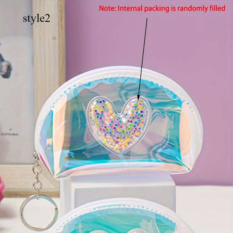 1pc Adorable Synthetic Sequin Coin Purse Portable Colorful Laser Design Cute Mini Wallet