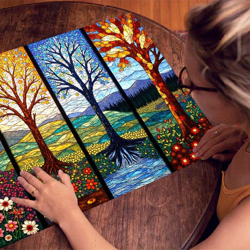 1000pcs Vibrant Four Seasons Jigsaw Puzzle Large Colorful Paper Puzzle for Adults