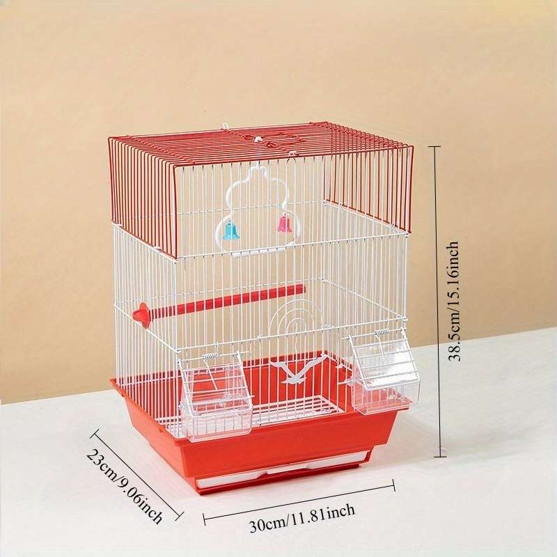 1pc White 1-tier 2-row bird cage with pulleys Pet Cage