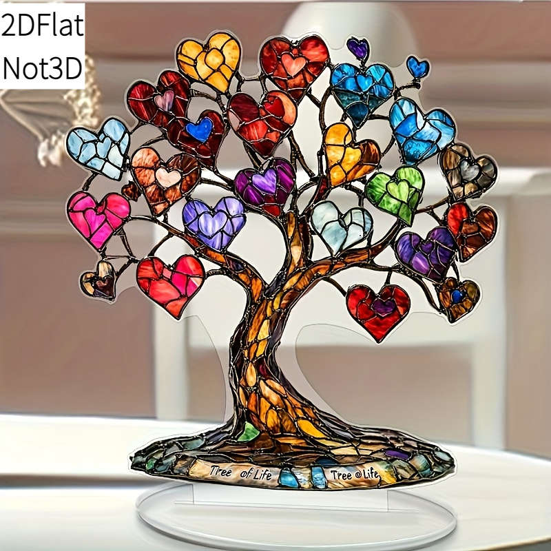 1pc 2D Flat  Acrylic Tree of Life Heart Fruit Desk Decor Vibrant  Plastic Bohemian Style Perfe