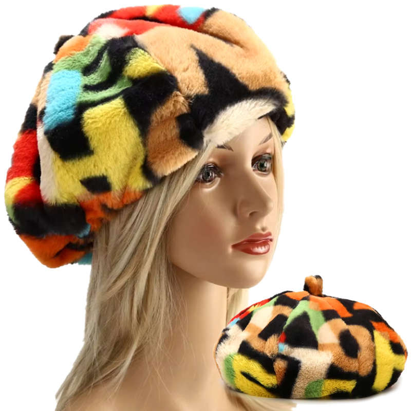 1pc Winter Korean Style Beret Hat for Women Fitted Polyester Artist Painter Cap with Toggle Cl