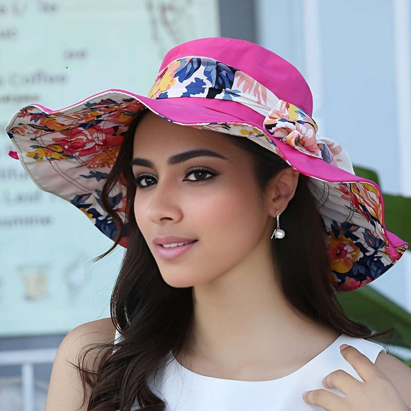 1pc Women'S Summer Beach Hat with Extra Large Brim Outdoor Vacation Travel Hiking Foldable Sun