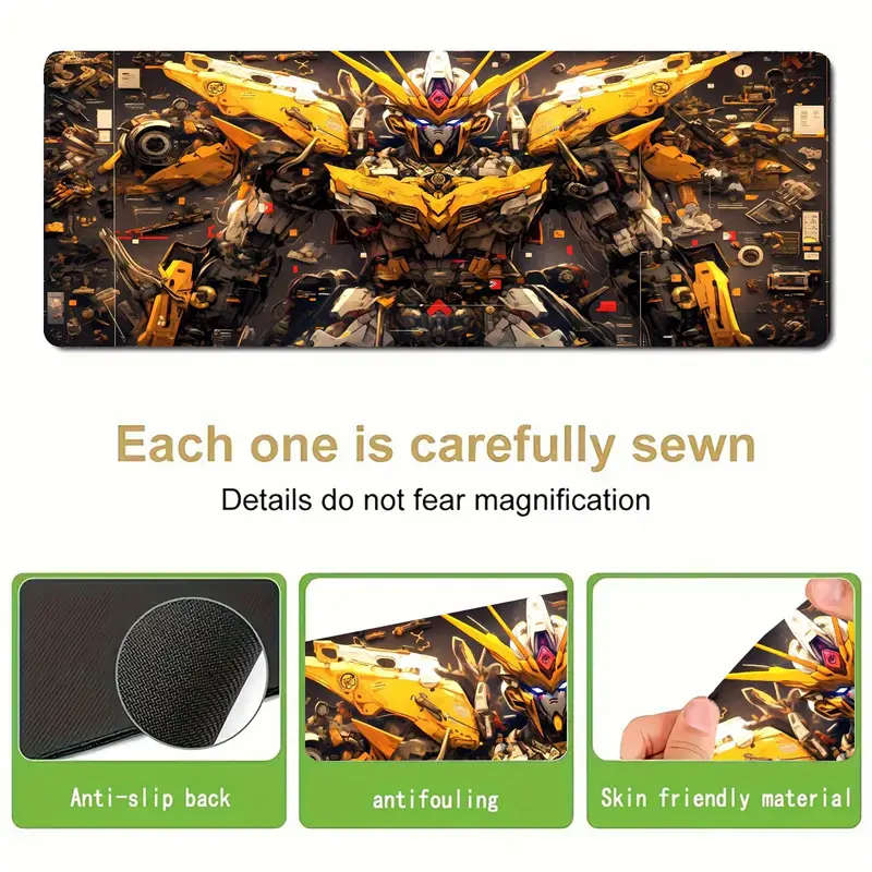 1pc 30x80cm Mouse Pad Durable Natural Rubber Non-Slip Surface Sewn Edges