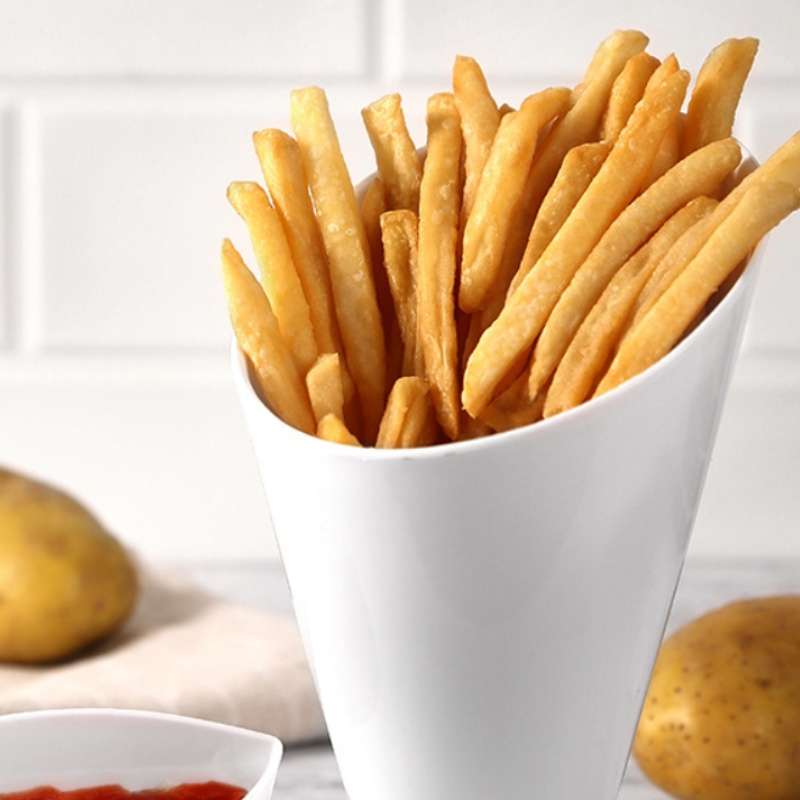 1pc Rectangular Plastic Snack Cup with Lid Portable Serving Container for Fries Salad More
