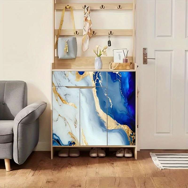 1PC Wall StickersDark Blue Wave40cmX300cm