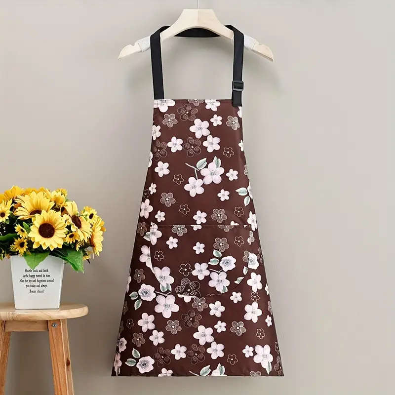 1pc Chic Waterproof Oil-Resistant Kitchen Apron for Women Durable Perfect for Cooking Bak