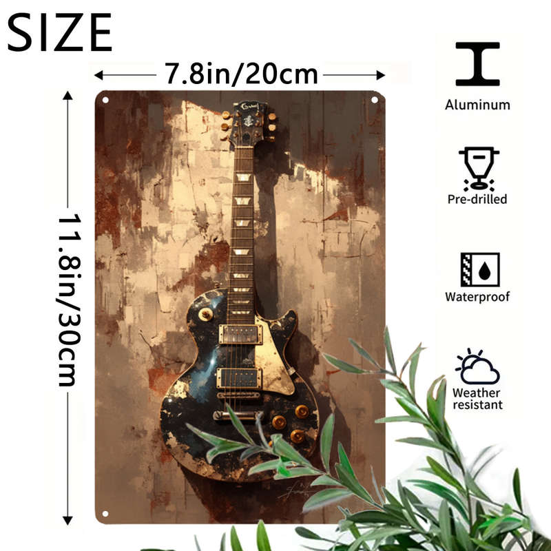 1pc  Retro Electric Guitar Aluminum Wall Art Sign Vintage Music Themed Decor for Home Bar Caf