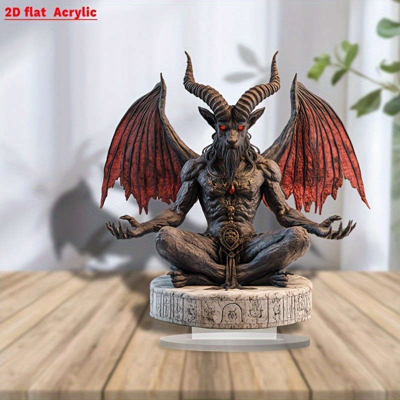 1pc 2D Flat  Acrylic Ancient Devil Desktop Decoration Bohemian Style Inspirational Theme Multi-pu