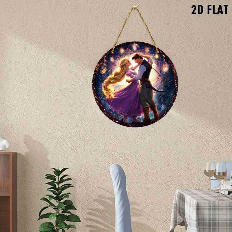 1pc 2D Flat   Disney Rapunzel Flynn Rider  Acrylic Wall Art Magical Night Sky Design with