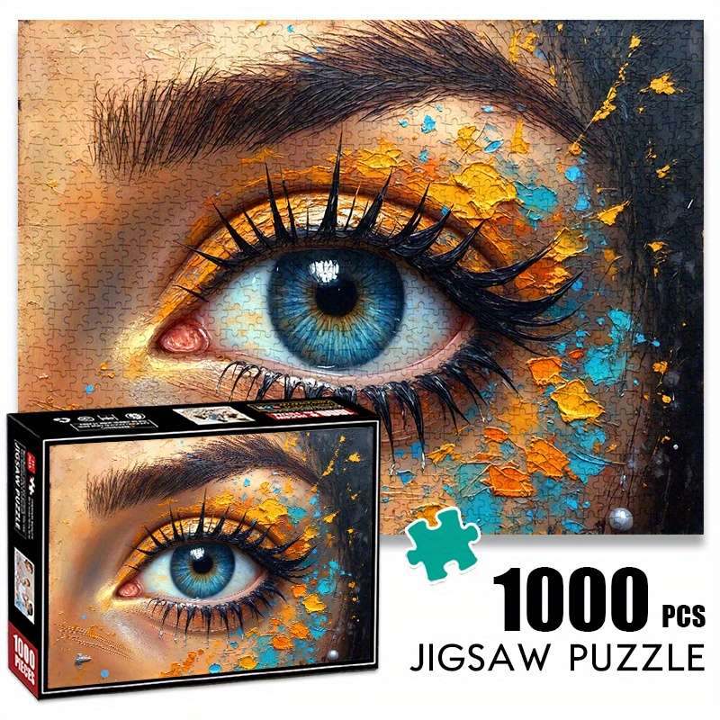 1000pcs Vibrant Eye Design Jigsaw Puzzle Scratch Water Resistant Advanced DIY Br