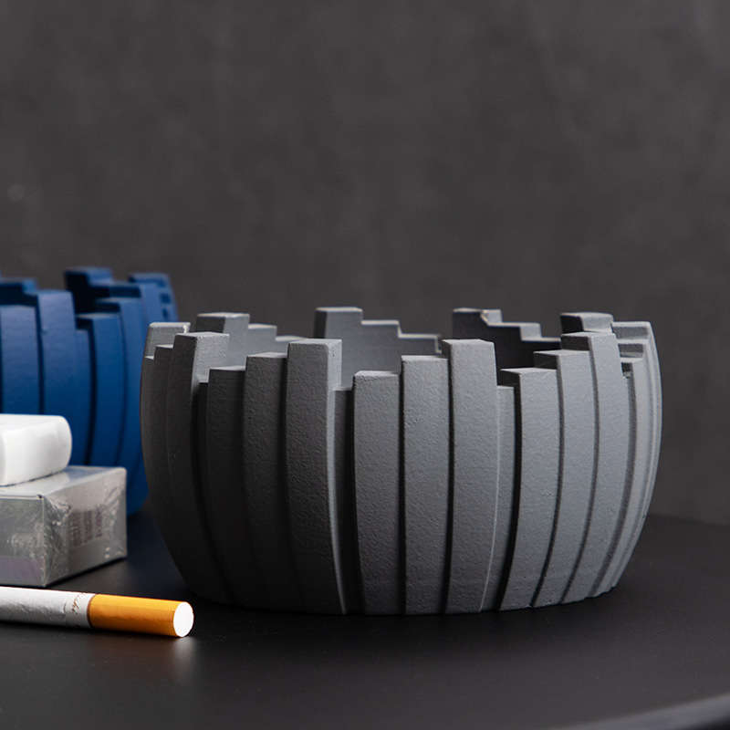 1pc Elegant Ceramic Ashtray Set Modern Geometric Design with Blue and Black Options Perfect for
