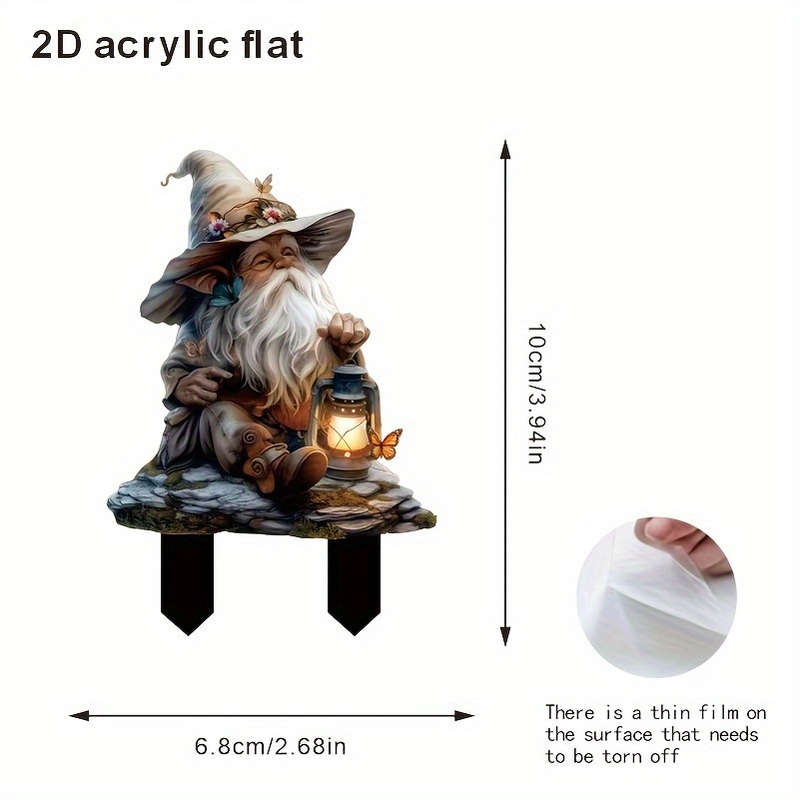 1pc 2D Flat  A  Bohemian-Style Garden Fairy with a Lantern a Plastic Fairy Decoration for Outd