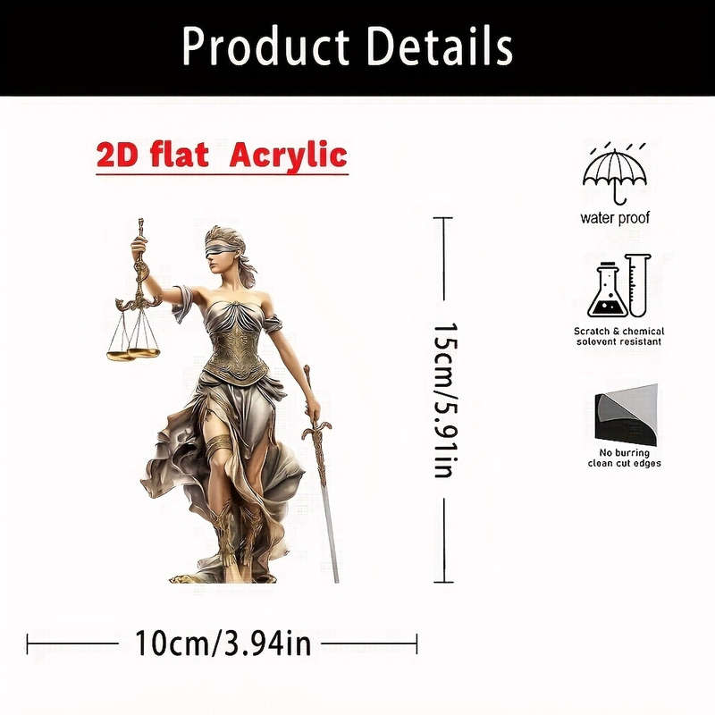 1pc 2D Flat   Elegant Bohemian Goddess Justice Acrylic Table Decoration 15.01cm x 10.01cm
