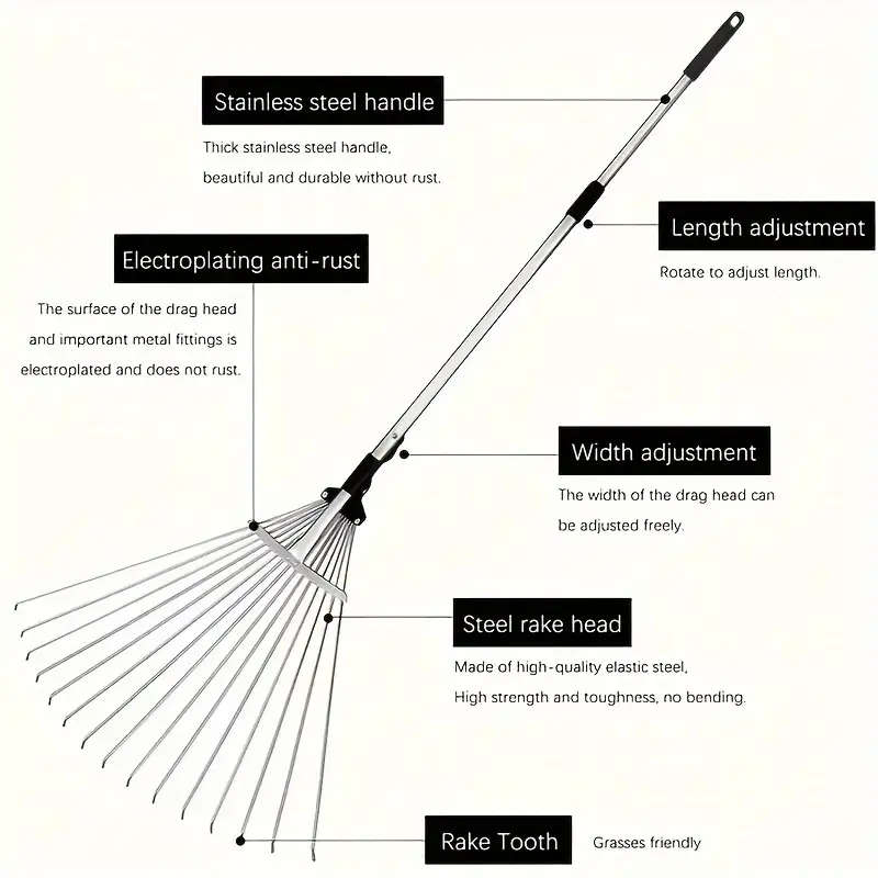 1 Piece Stainless Steel Garden Rake