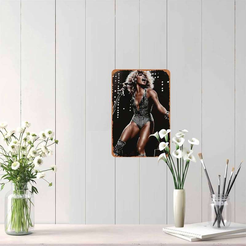 1pc Vintage Tina Turner Retro Metal Wall Art Plaque Rustic 2D Iron Decor for Home Office Bar a