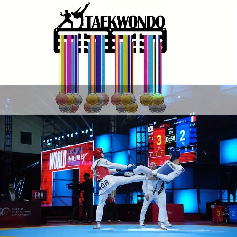 1pc Stylish Metal Taekwondo Trophy Display RackEasy-Install No-Drill Wall-Mounted Home Decor Hol