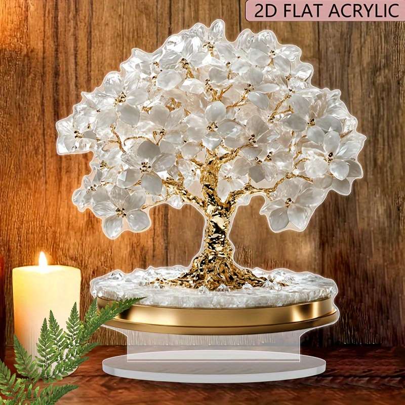 1pc 2D Flat  Elegant  Bohemian Cherry Blossom Acrylic Decor 18.11cm x 19.99cm Spring Plum Bloss