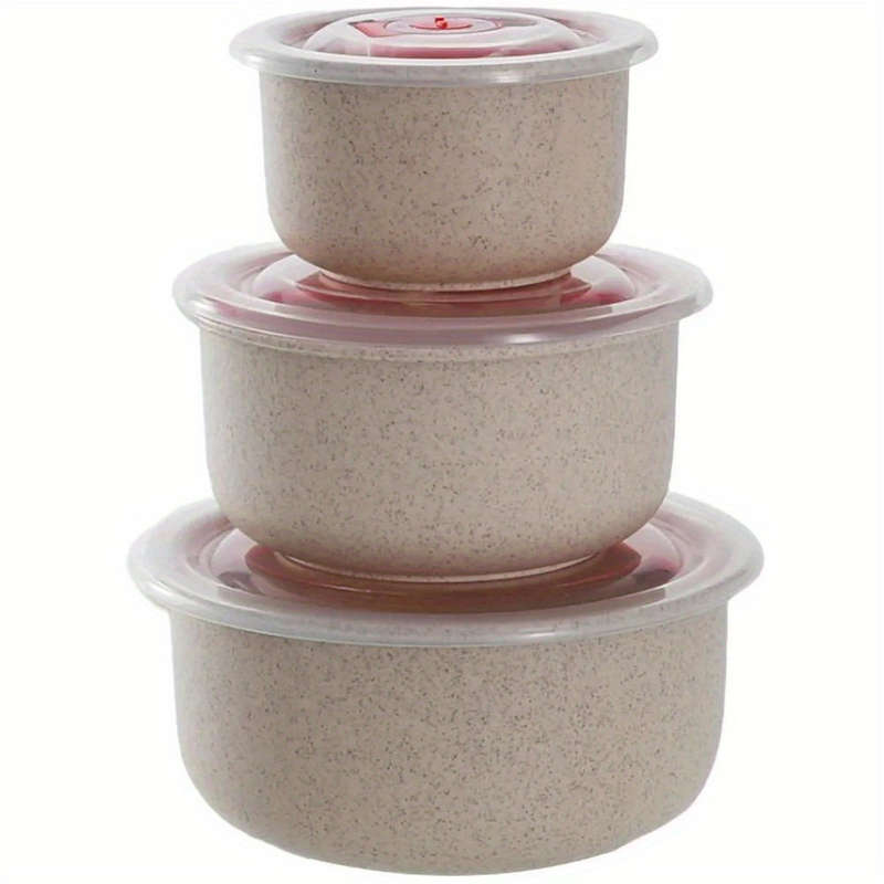 3pcs Set Large Capacity Plastic Food Storage Containers with Lids Transparent Round Fresh-Ke