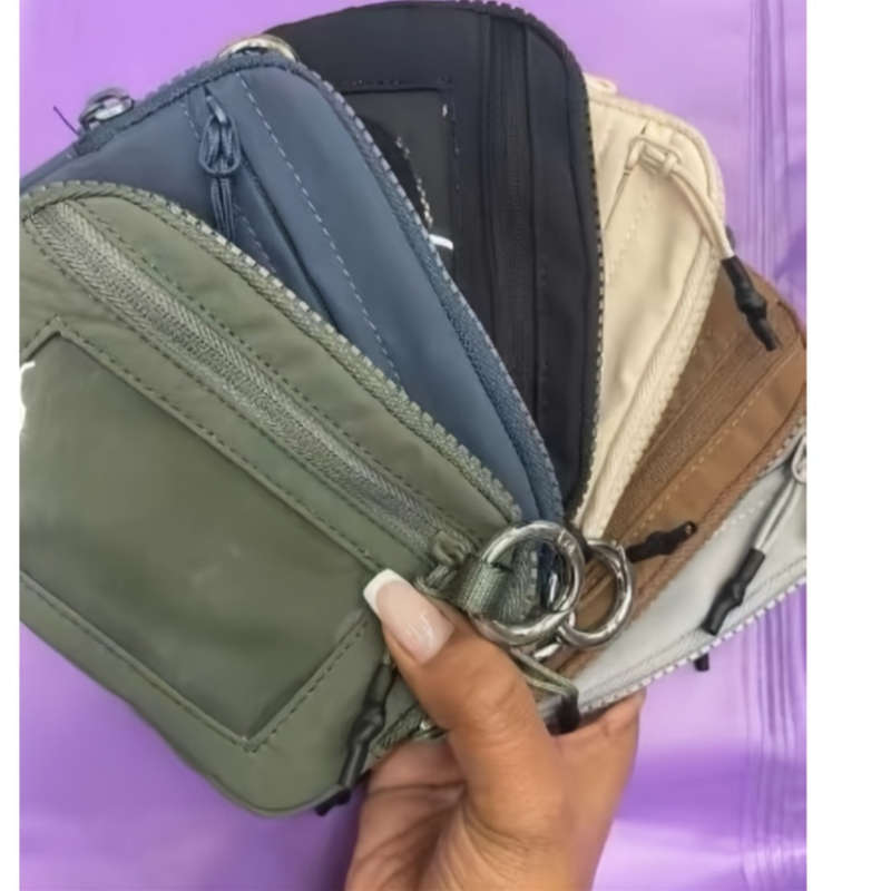 1pc Minimalist Everyday Women'S Wallet Made of Durable Nylon Multi-Functional Card Holder Keychai
