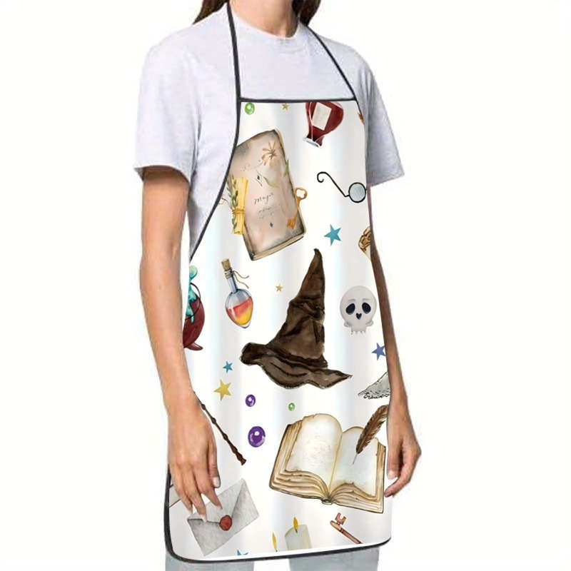1pc Magic Themed Items and Symbols Printed Sleeveless Polyester Apron 110g m? Woven 100% Pol