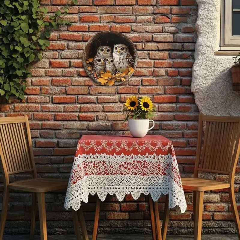 1pc Vintage Owl Family 3D Embossed Aluminum Wall Art 20.32x20.32cm Pre-Drilled for Easy Hanging Anim