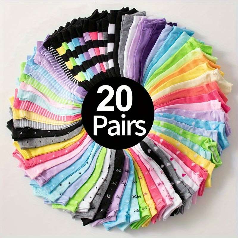 20 Pairs Of Mixed Colors Random Hair One Size High Elastic Socks
