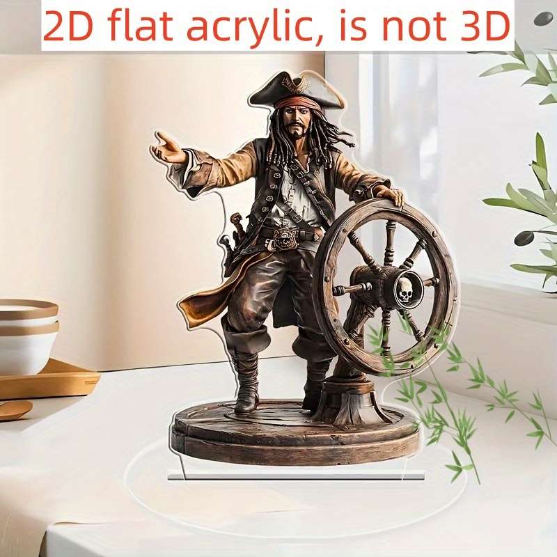 1pc 2D Flat   Bohemian Nautical  Acrylic Ship Wheel Desktop Decoration 12.7x17.78 cm Pi