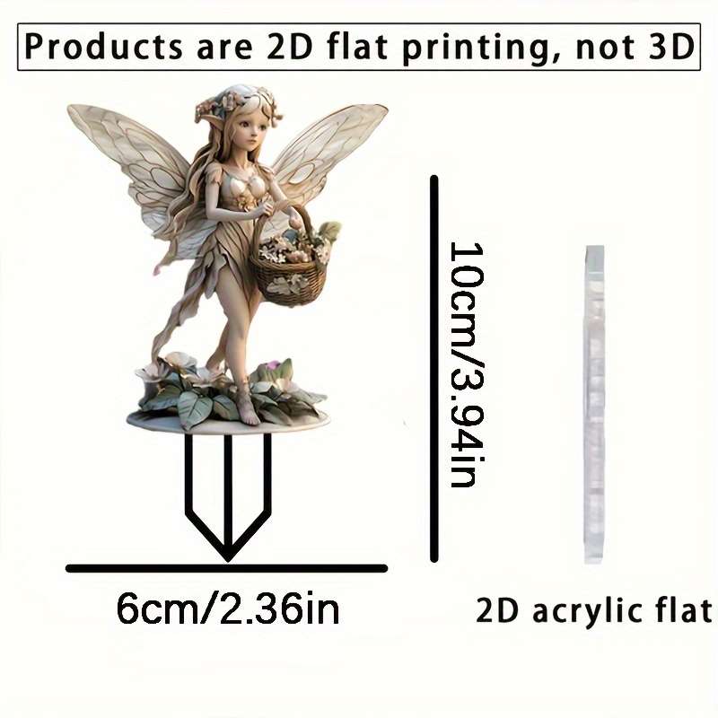 1pc 2D Flat   Bohemian Style Acrylic Fairy Garden Sign Weatherproof Outdoor Decoration for Potte