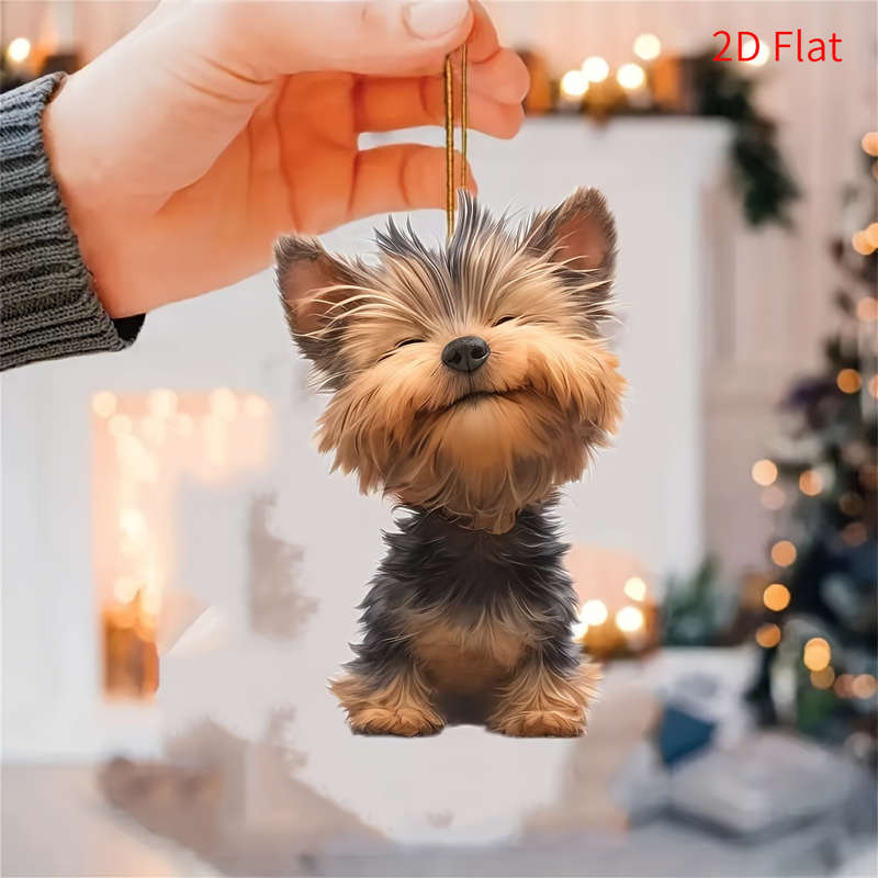 1pc 2D Flat  A Yorkshire Terrier Ornament Versatile Hanging Decor for Car Backpack Keychain Id