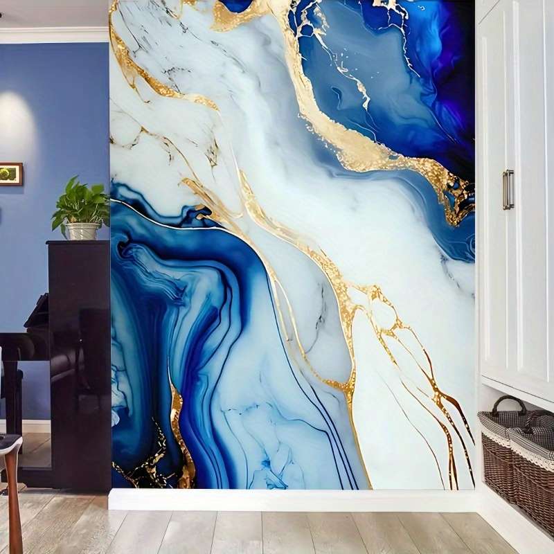 1PC Wall StickersDark Blue Wave40cmX300cm