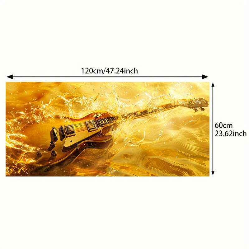 1pc  Vibrant Electric Guitar Flames Canvas Art 59.99cm x 119.99cm Frameless Modern Poster S