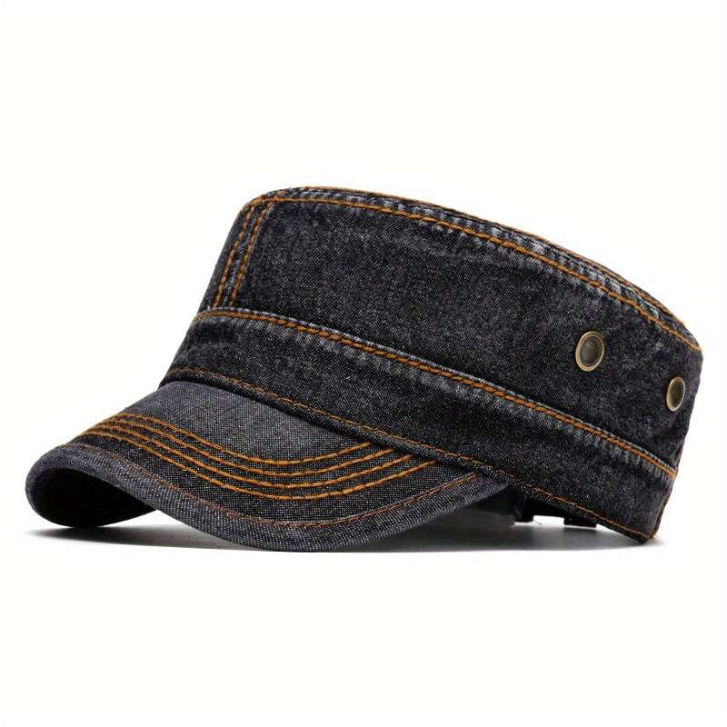 1pc Men'S and Women'S Stylish Denim Baseball Cap with Adjustable Snap Closure Cotton Blend Sun P