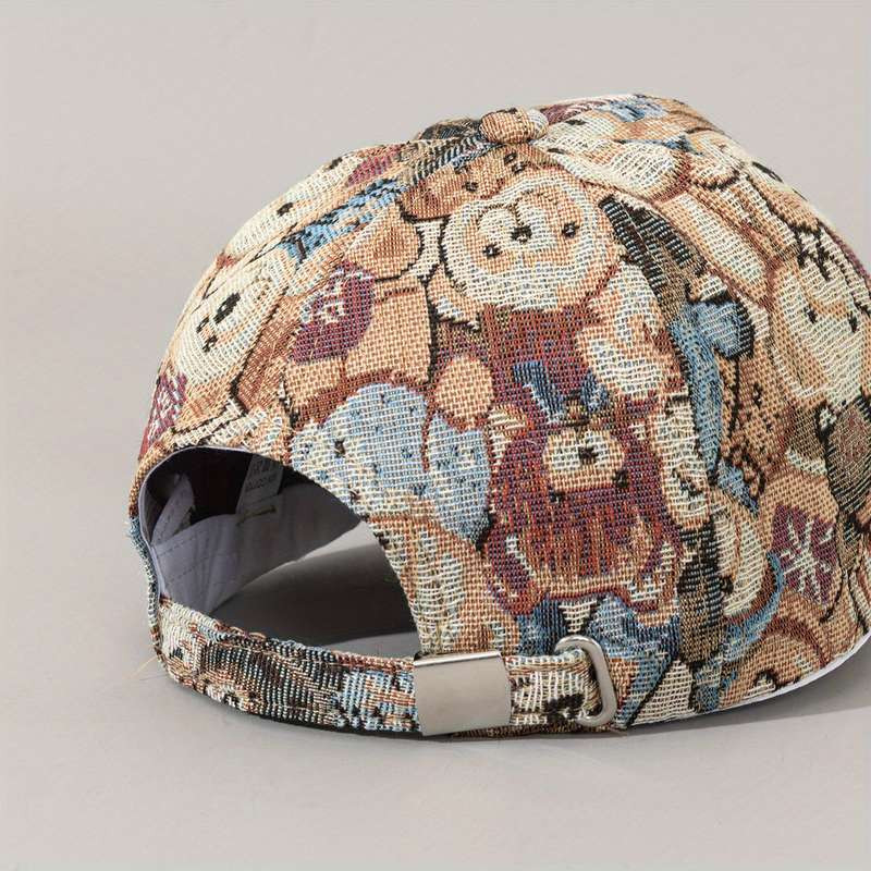 1pc Adjustable Teddy Bear Baseball Cap Lightweight Breathable Polyester with Cute Cartoon Be
