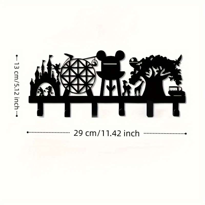 Multifunctional Metal Key Hat Rack with 6 HooksDurable Iron Wall-Mounted Storage Rack