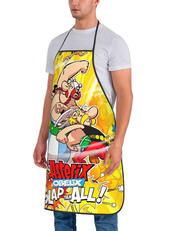 1pc BIIHUDU Anime Apron for Men Women Retro Style Astrix Oblix Graphic Print Durable Kitch