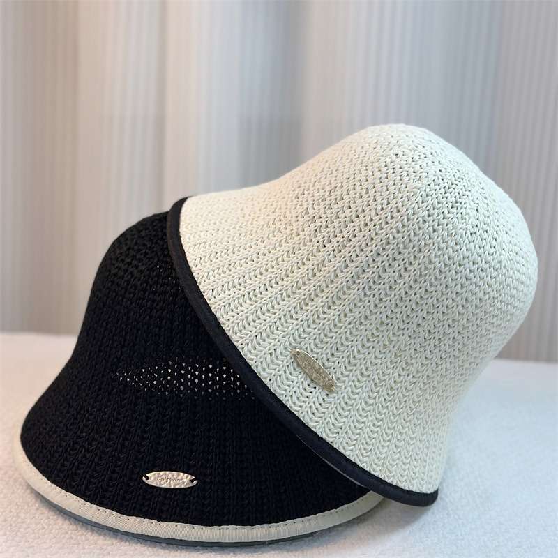 1pc New Japanese Style Men's and Women's Spring Summer Simple Color-Blocking Edge Trim Bucket Hat C