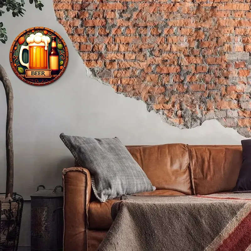 A Round Beer Decorative Sign