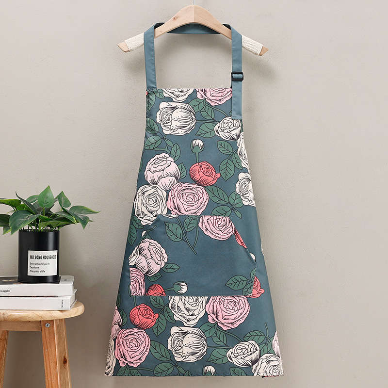 1pc Adults' Floral PVC Apron Stain-Resistant Durable Adjustable Oil-Resistant for Cooking Ga