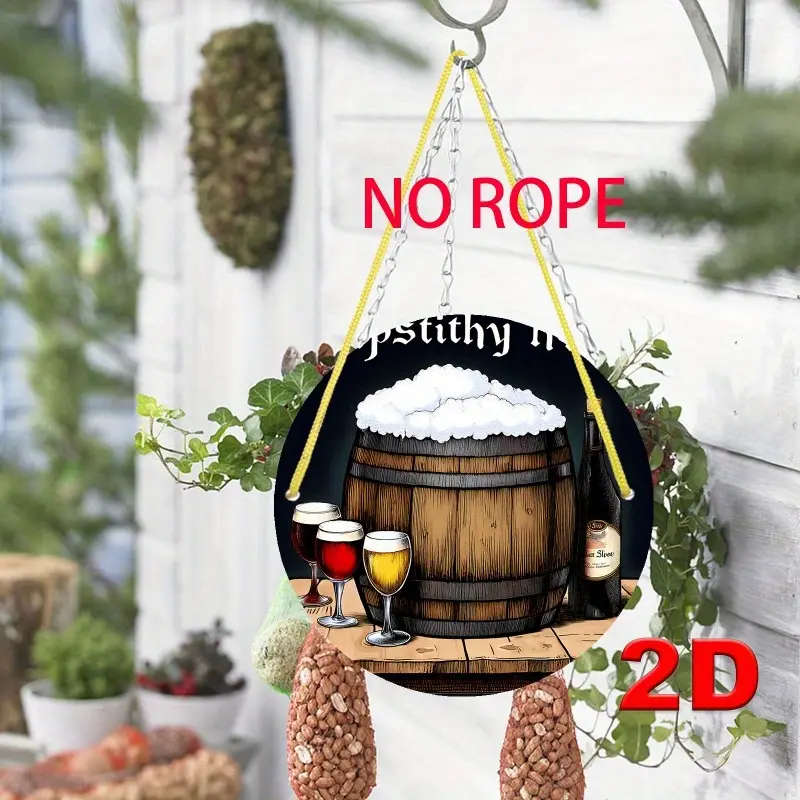 1pc Vintage Beer Barrel Scene Round Aluminum Sign 19.81cm Diameter Pre-Drilled Easy to Hang Durable