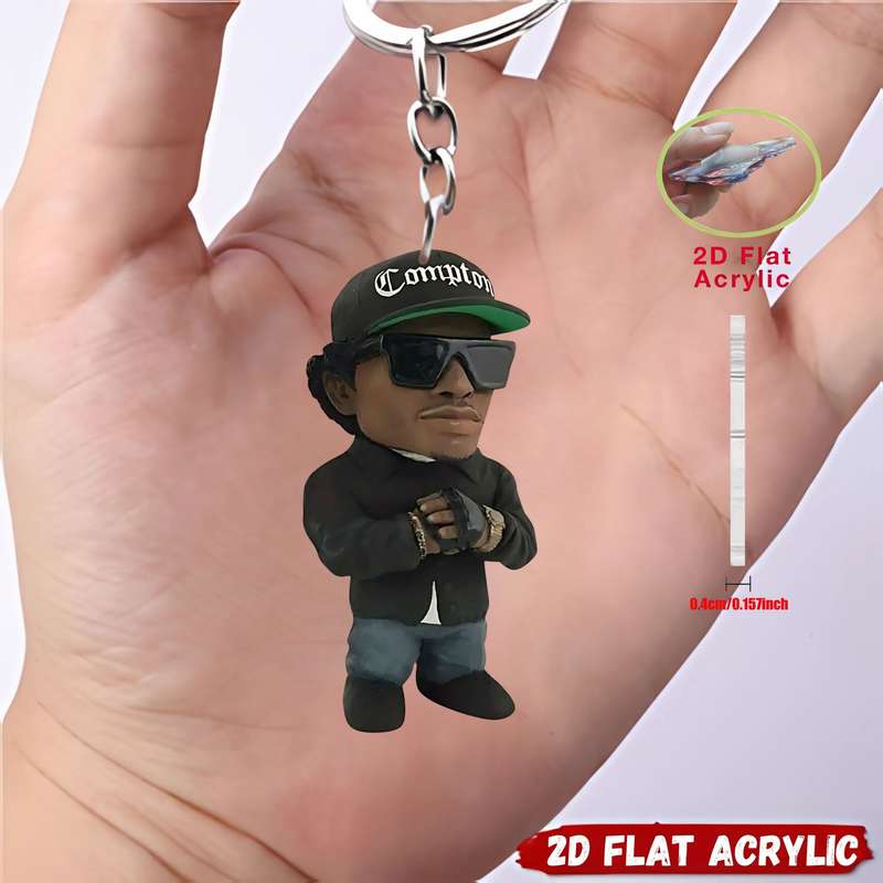 1pc 2D Flat   6pcs Rapper Acrylic Keychain Suitable for Backpack And Car Key Decorat