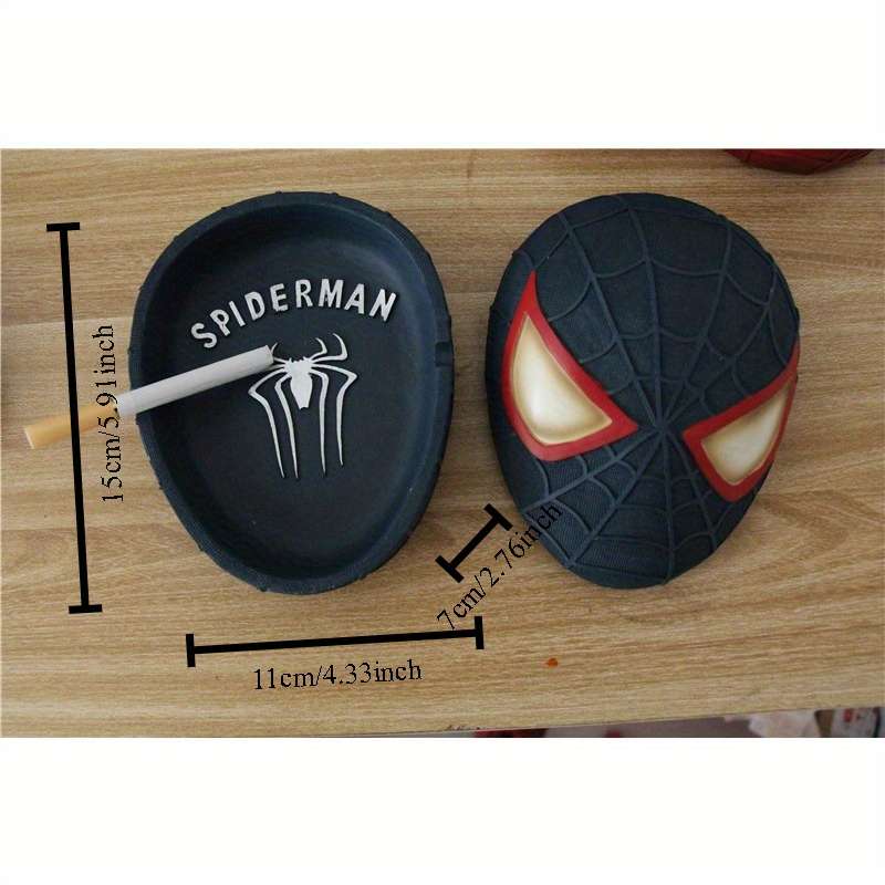1pc Marvel Spider-Man Face Ashtray Retro Superhero Home Decor Round Resin Ashtray with Iconic Ma