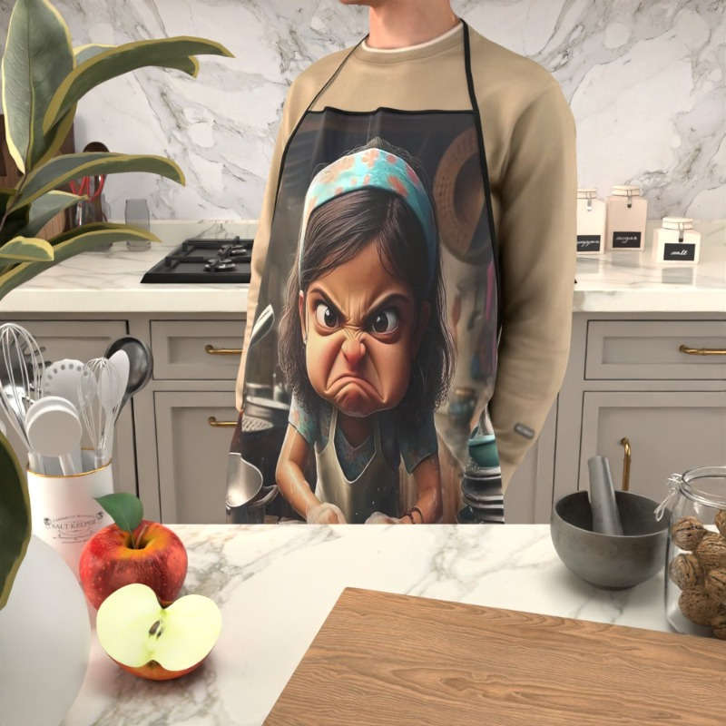 1Pc Kitchen Apron 23.5x31.5 Girl Washing Dishes Baking Soft Chef Apron
