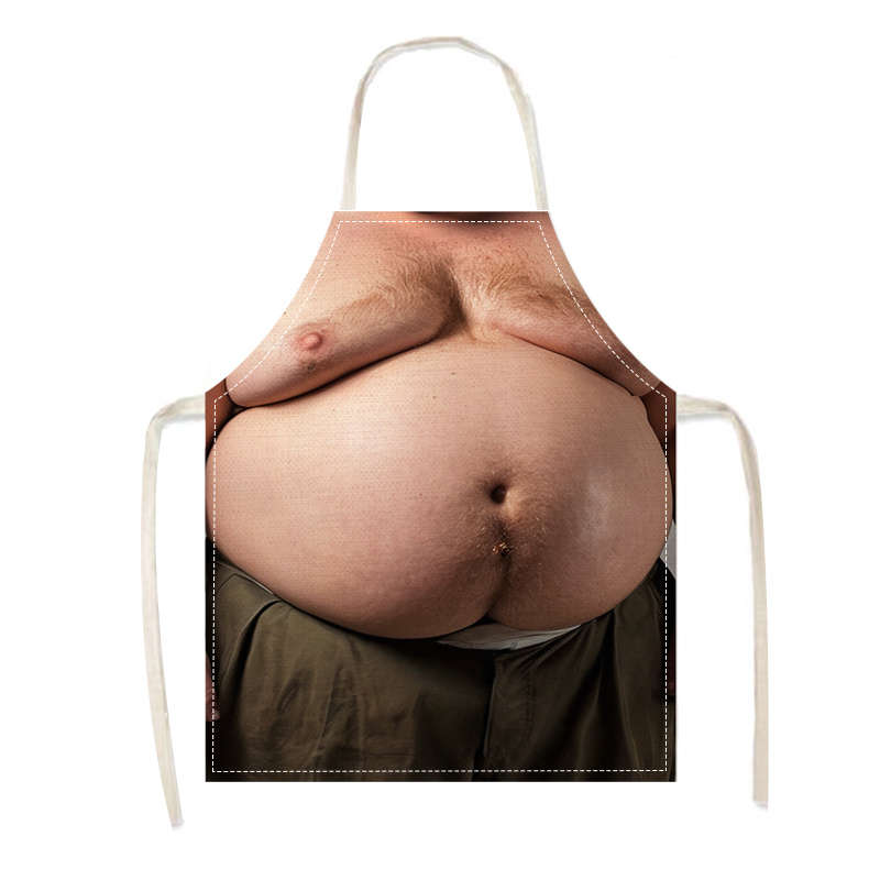 1pc Adjustable Linen Apron for Cooking BBQ Gardening Fun Big Belly Design Ideal for Kitchen a
