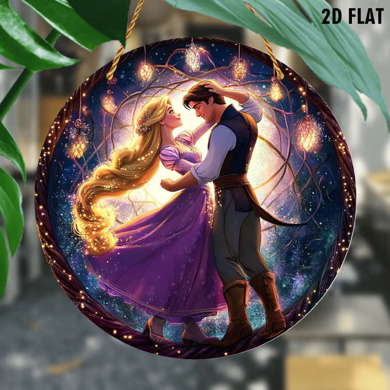 1pc 2D Flat   Disney Rapunzel Flynn Rider  Acrylic Wall Art Magical Night Sky Design with