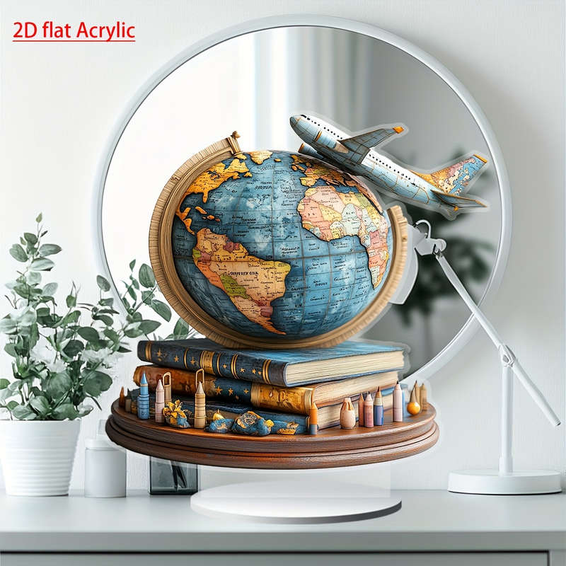 1pc 2D Flat   Bohemian Airplane Model  Acrylic Desktop Decorative Sign Multipurpose Home Pa