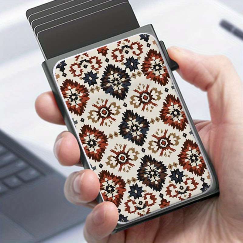 1pc Dachshund on Scooter Pattern Metal Wallet with Pop-Up Card Holder Casual Style Slim Busine