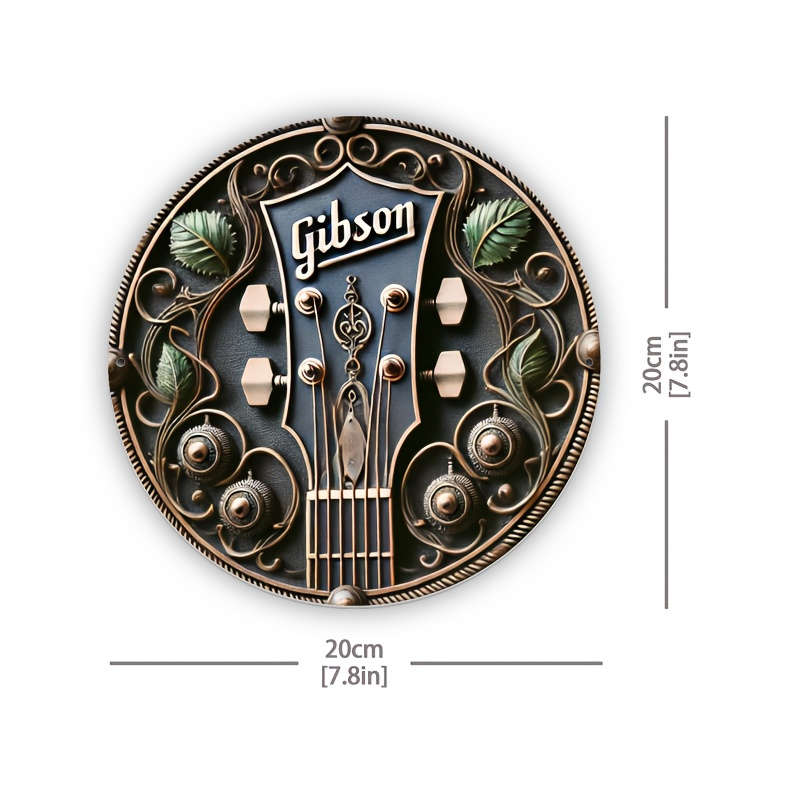 1pc Gibson Guitar Shaped Vintage Aluminum Sign 20.32x20.32 cm Wall Hanging Decorative Plaque Ide