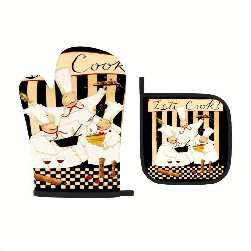 2pcs 26.92x17.02 cm Heat Resistant Oven Mitts And Potholders